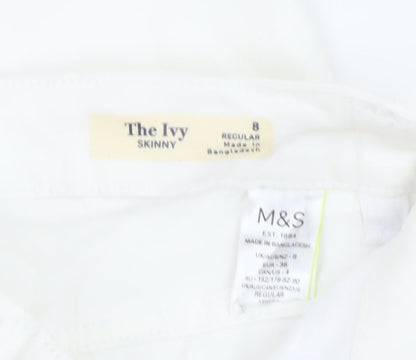 Womens UK Size 8 Marks and Spencer Regular Fit Skinny White Jeans