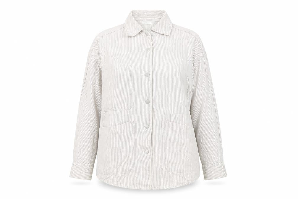 Zara Women's White Striped Cotton Jacket Size 16
