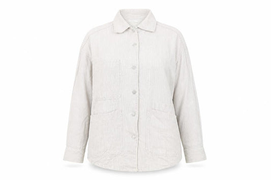 Zara Women's White Striped Cotton Jacket Size 16