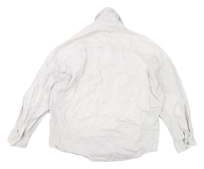 Zara Women's White Striped Cotton Jacket Size 16