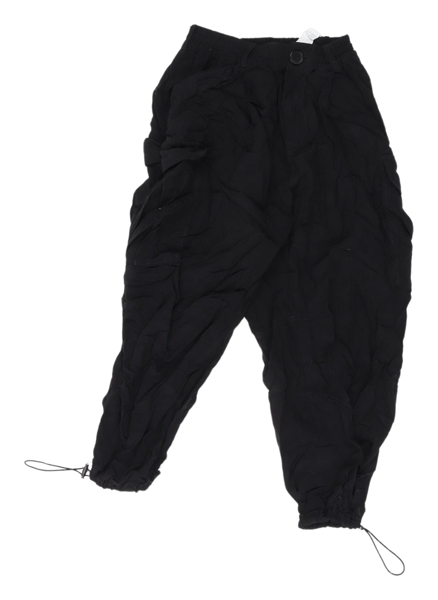 Womens UK Size XS Zara Relaxed Fit Cargo Black Trousers