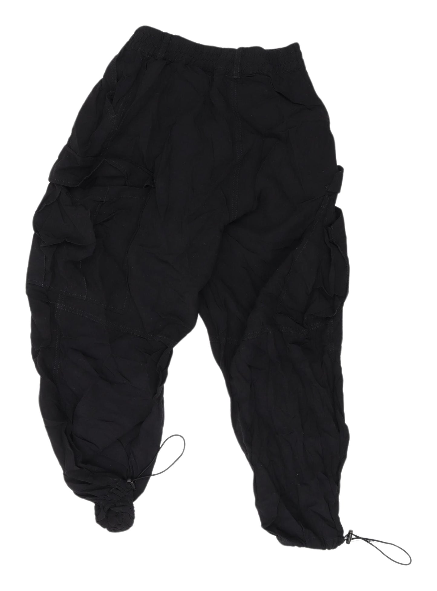 Womens UK Size XS Zara Relaxed Fit Cargo Black Trousers