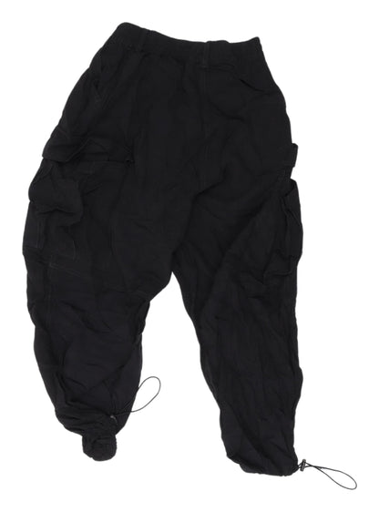 Womens UK Size XS Zara Relaxed Fit Cargo Black Trousers