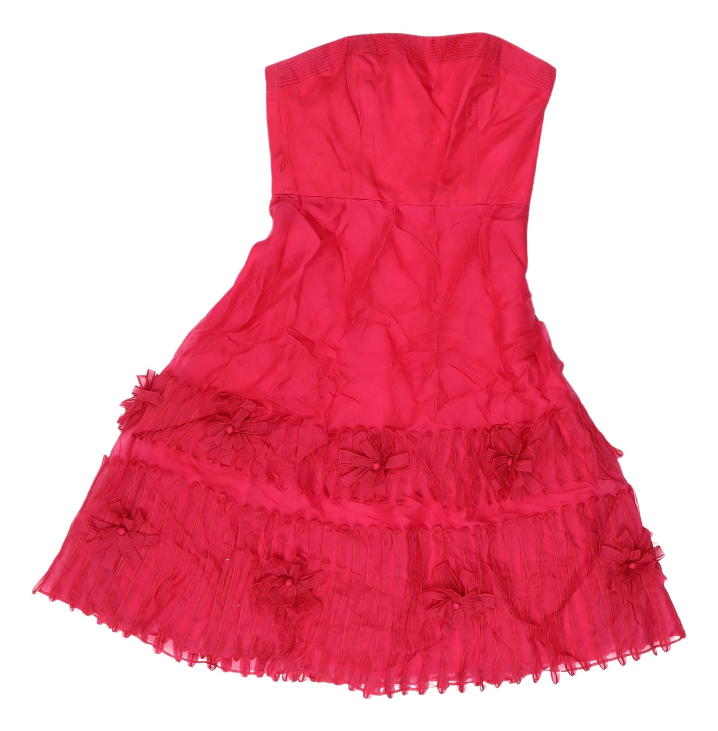 Coast Red Silk A-Line Strapless Dress Size 10