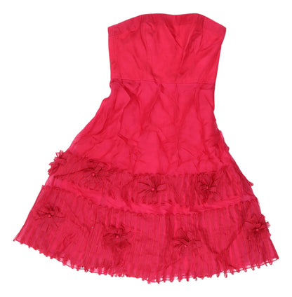 Coast Red Silk A-Line Strapless Dress Size 10