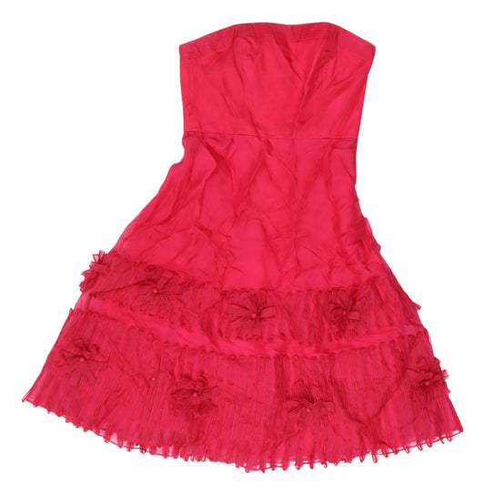 Coast Red Silk A-Line Strapless Dress Size 10