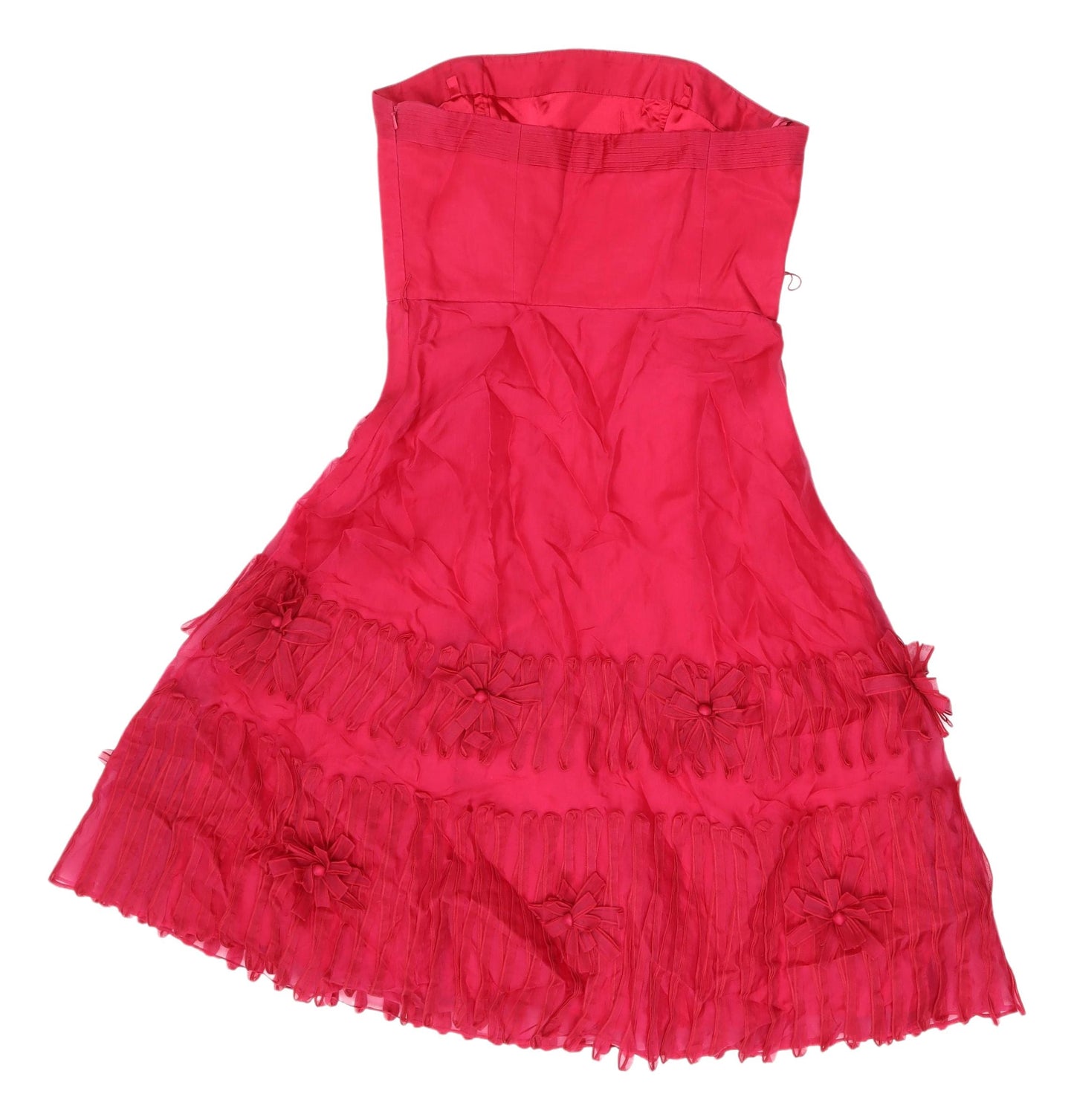 Coast Red Silk A-Line Strapless Dress Size 10