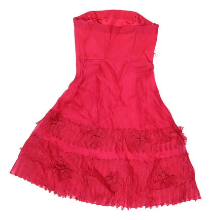 Coast Red Silk A-Line Strapless Dress Size 10