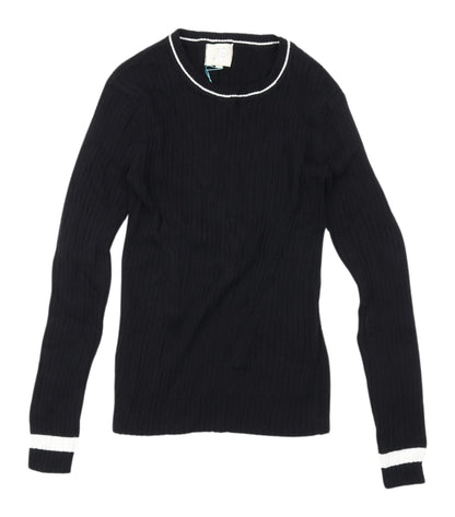 Joy Women's Black Pullover Jumper - Size S, 100% Cotton
