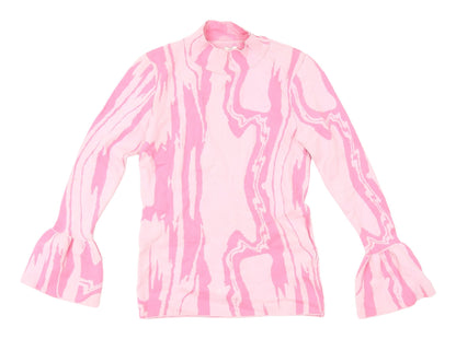 Womens UK Size 8 River Island Pink Jersey Blouse