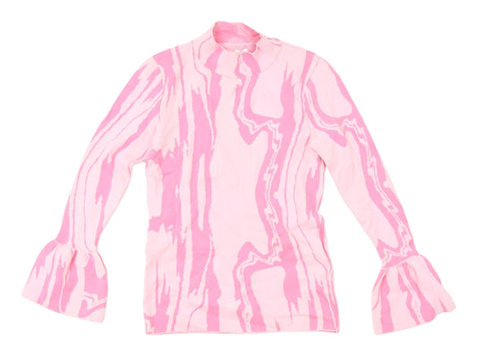 Womens UK Size 8 River Island Pink Jersey Blouse