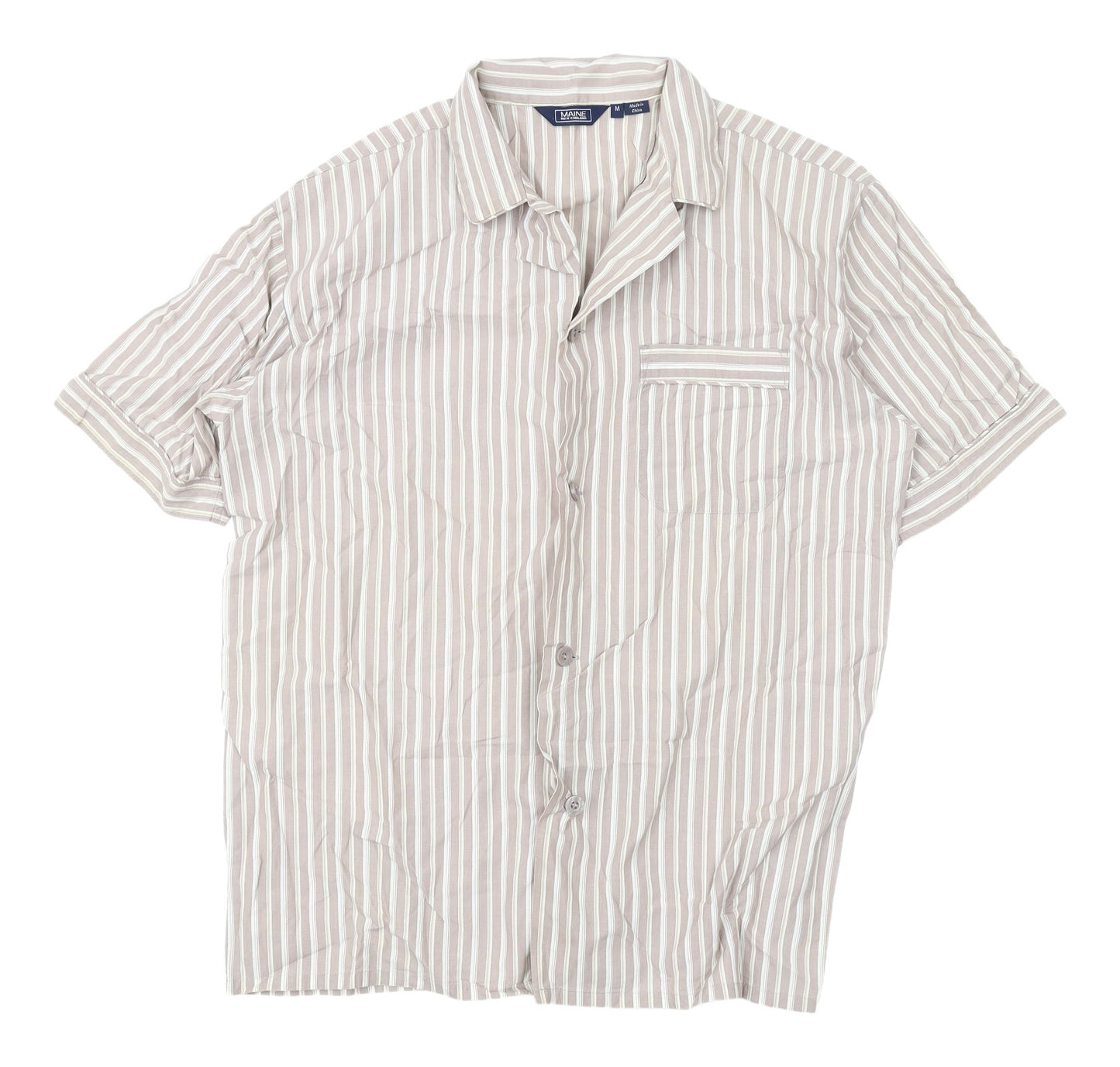 Maine New England Mens Beige Striped Shirt M
