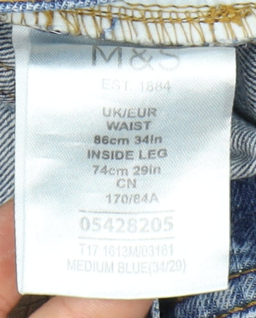 Marks and Spencer Blue Straight Leg Men's Jeans 34