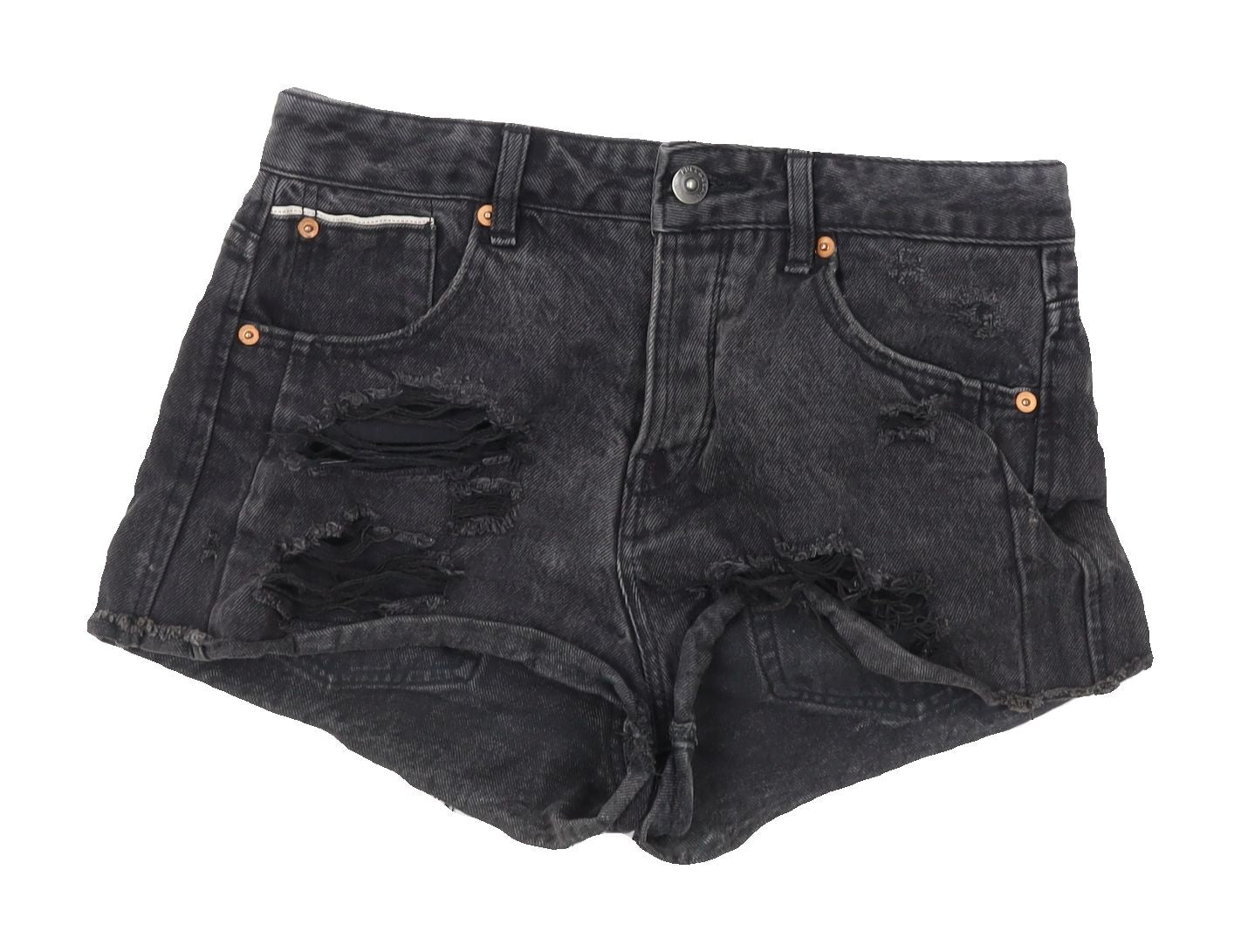 Pull & Bear Women's Black Cut-Off Denim Shorts