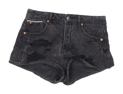 Pull & Bear Women's Black Cut-Off Denim Shorts
