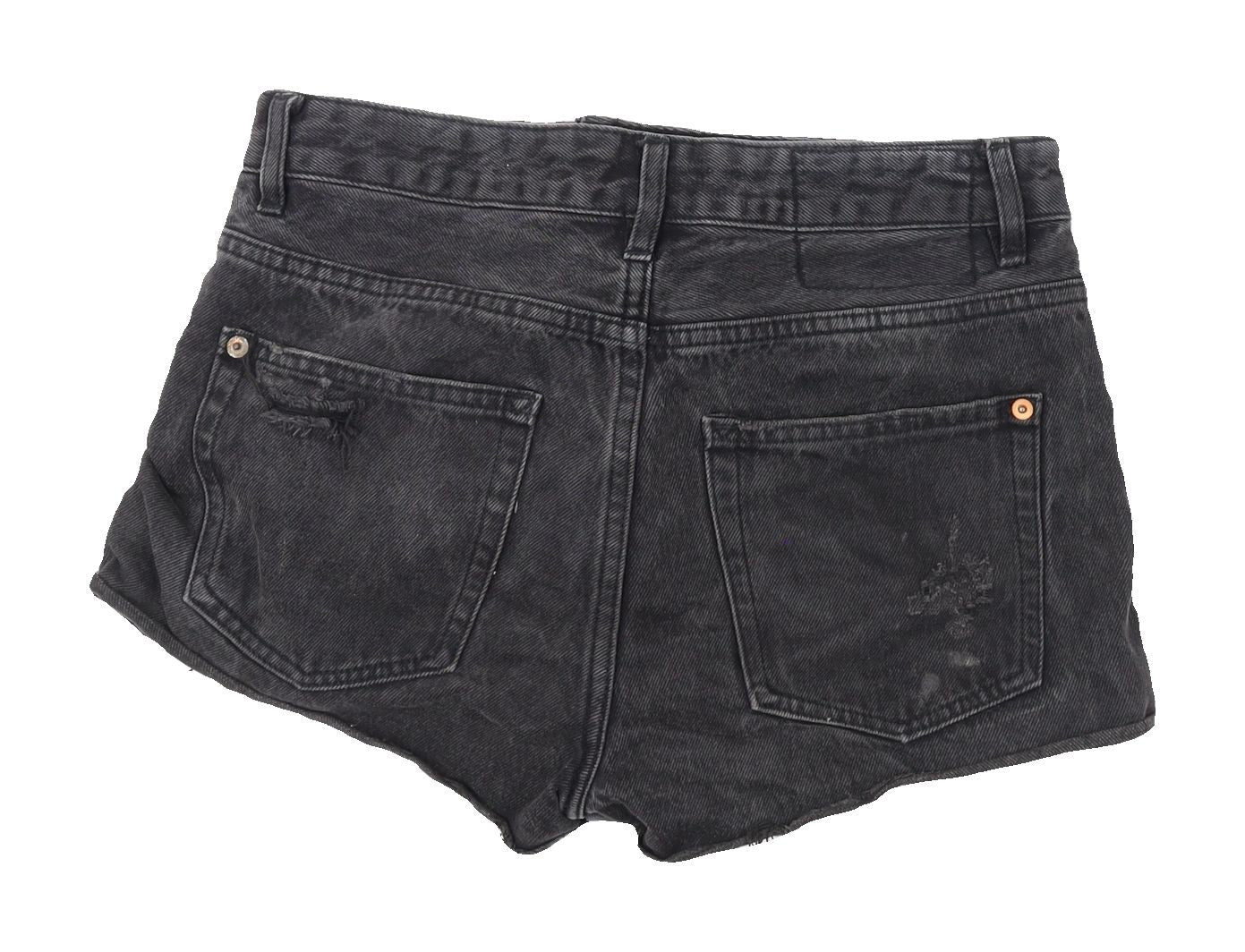 Pull & Bear Women's Black Cut-Off Denim Shorts