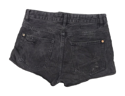Pull & Bear Women's Black Cut-Off Denim Shorts