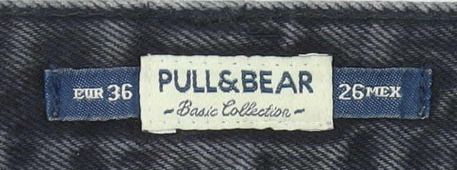 Pull & Bear Women's Black Cut-Off Denim Shorts