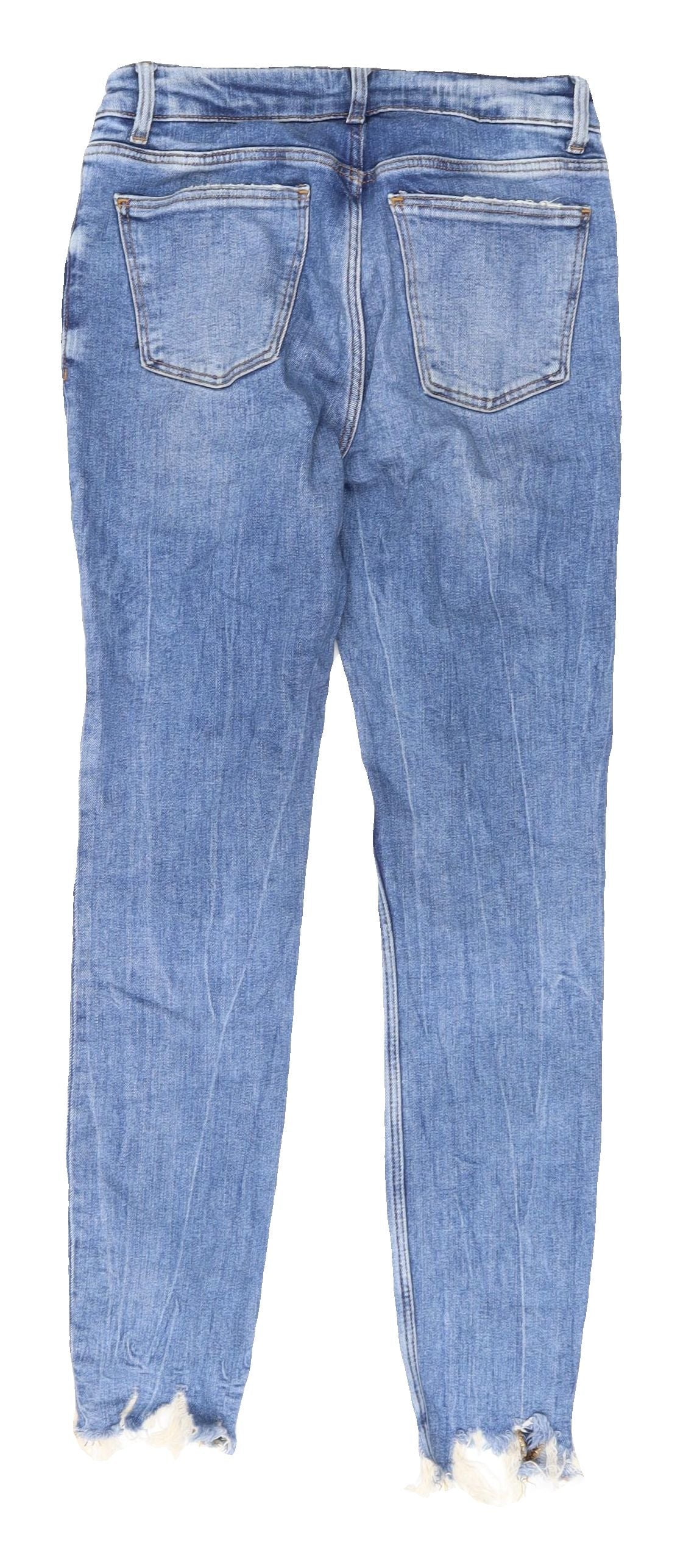 Zara Women's Blue Skinny Jeans Size 8 Distressed