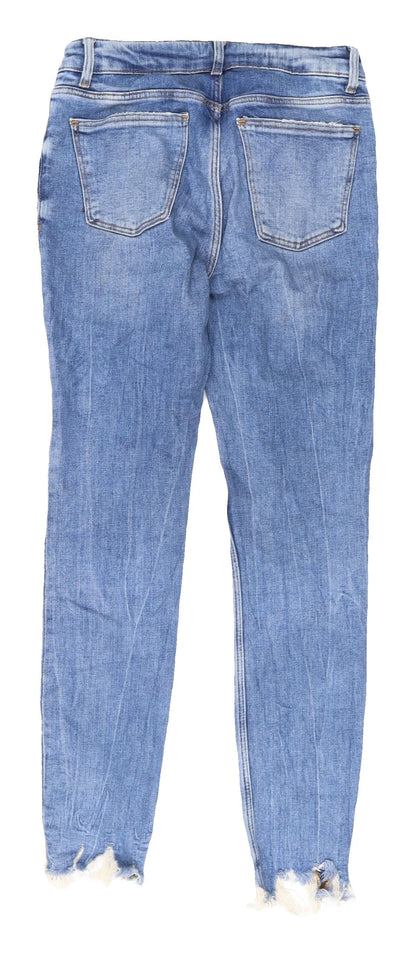 Zara Women's Blue Skinny Jeans Size 8 Distressed