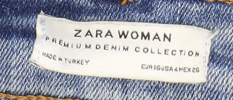 Zara Women's Blue Skinny Jeans Size 8 Distressed