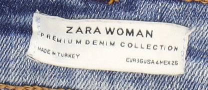 Zara Women's Blue Skinny Jeans Size 8 Distressed