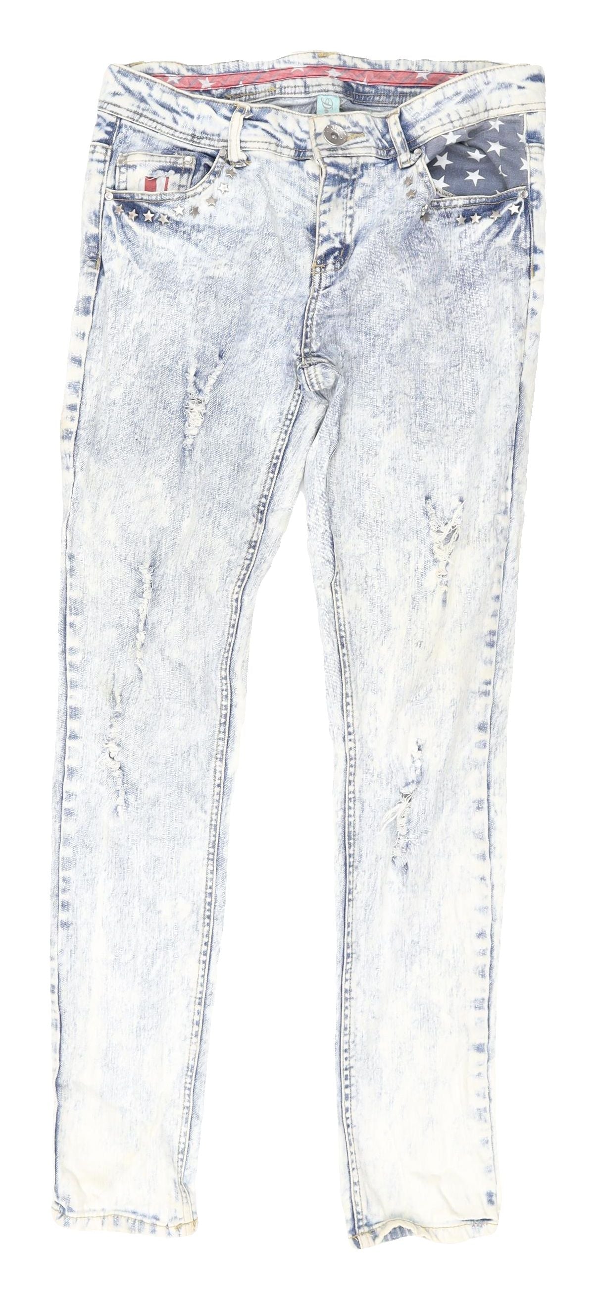 Denim Co. Women's Blue Skinny Jeans Size 12 Distressed USA