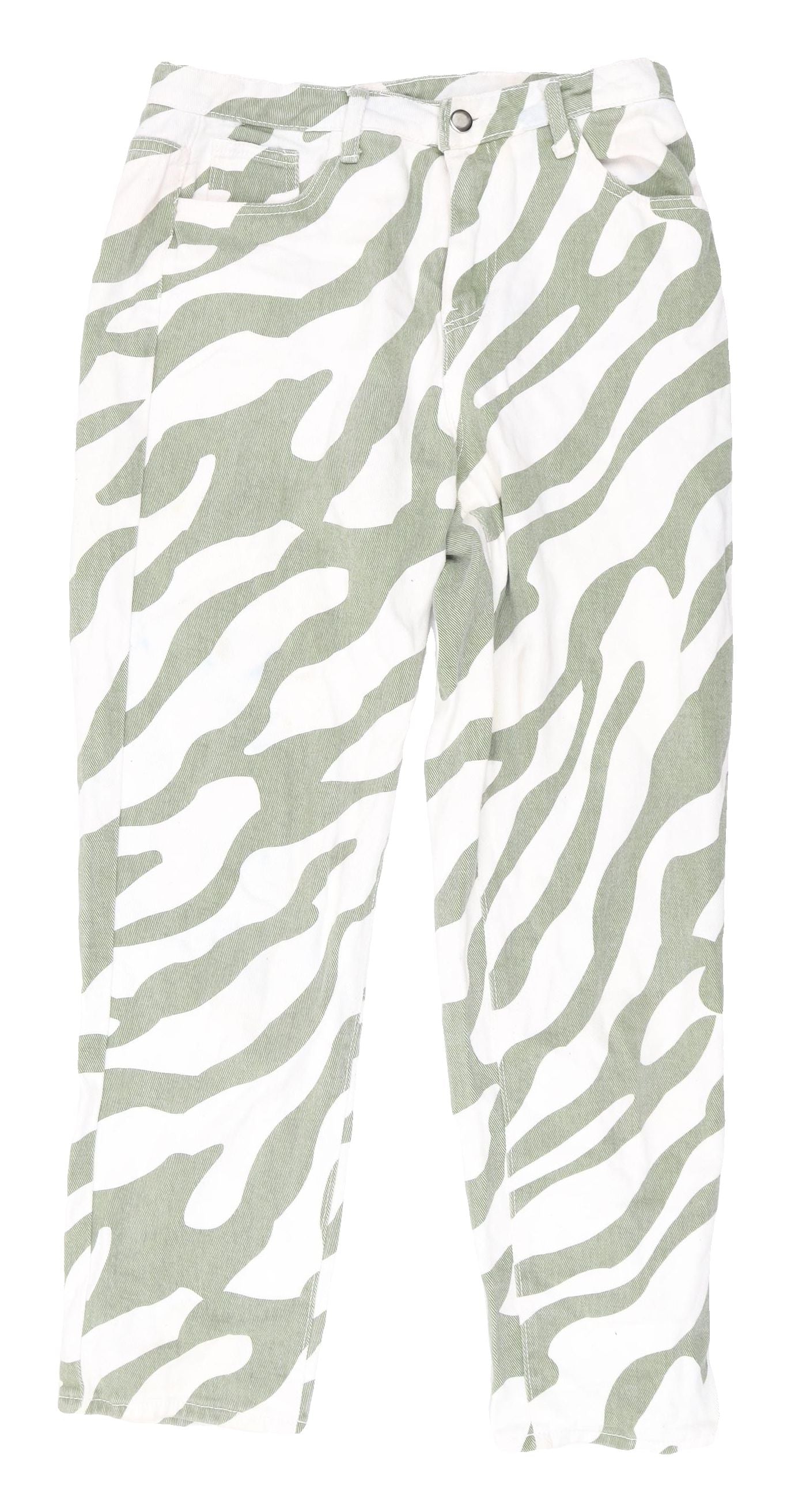 Shein Women's Green Zebra Print Straight Jeans