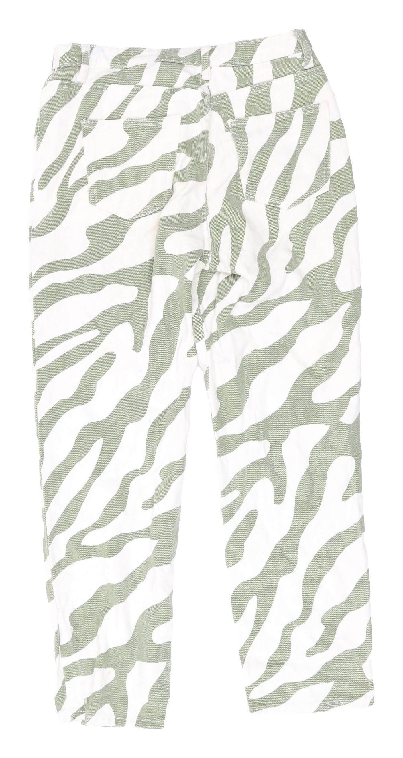 Shein Women's Green Zebra Print Straight Jeans