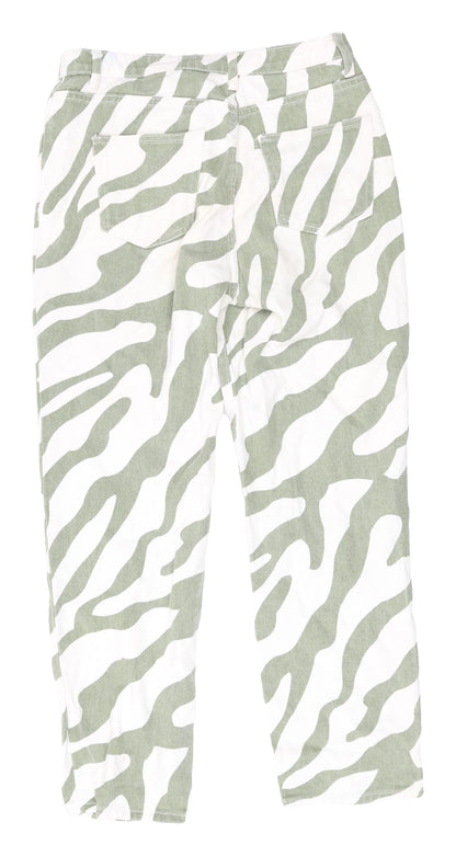 Shein Women's Green Zebra Print Straight Jeans