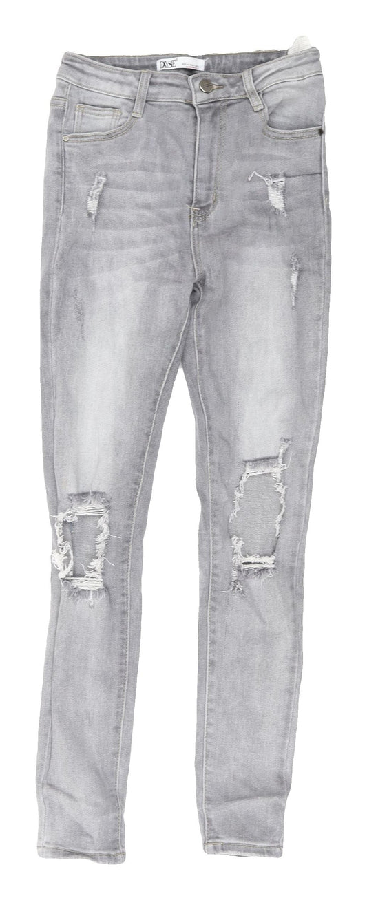 Daysie Women's Grey Skinny Distressed Jeans, Size 8