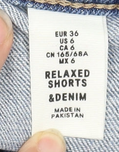 H&M Women's Blue Denim Relaxed Shorts, Size 8