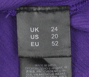 Womens UK Size 24 Simply Be Purple Basic T-Shirt