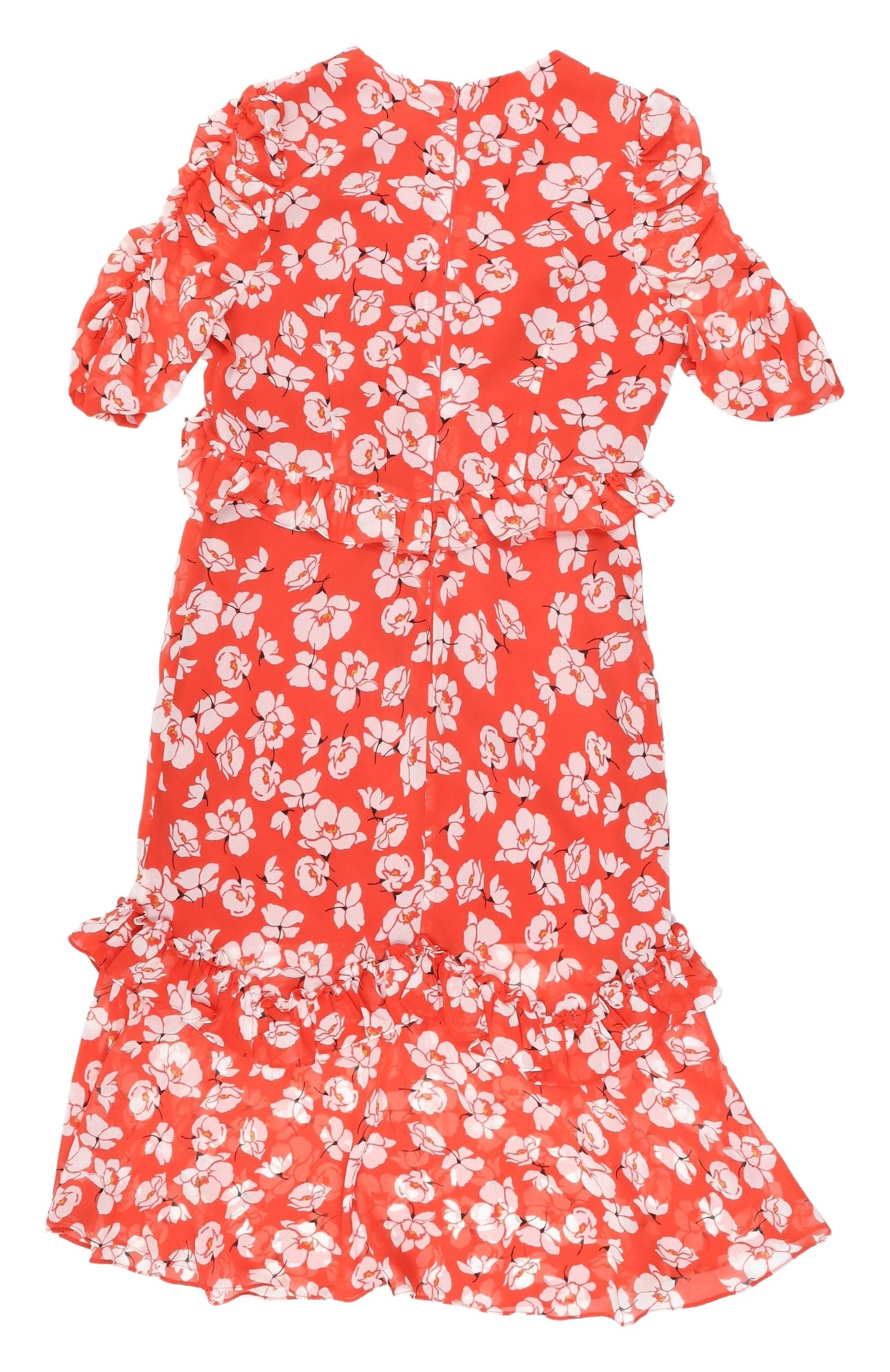 Very Floral Long Dress Women UK 14 Red Polyester