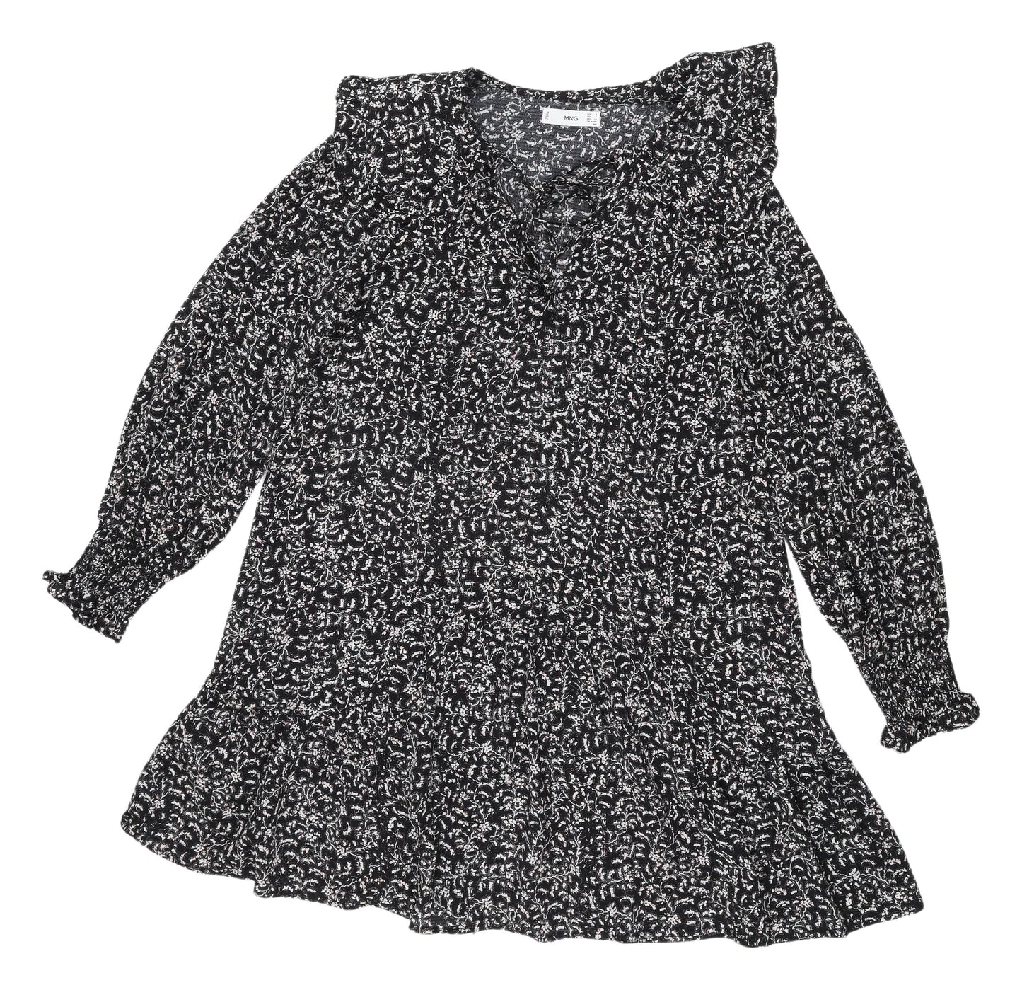 MNG Women's Black A-Line Balloon Sleeve Dress S