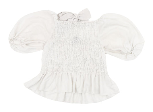 New Look Women's White Cropped Puff Sleeve Blouse 12