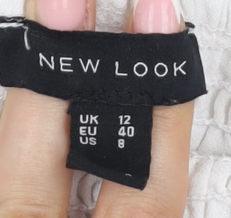 Womens UK Size 12 New Look White Cropped Blouse