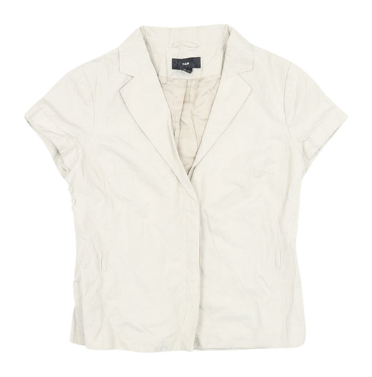 Womens UK Size 10 H&M Beige Classic Button-Up