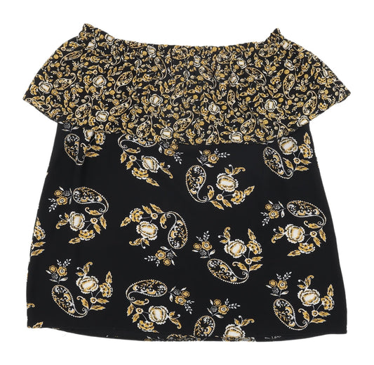 Womens UK Size 12 Dorothy Perkins Black Off the Shoulder Blouse