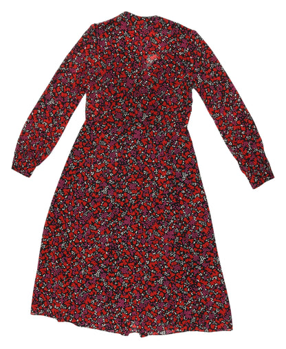 Michael Kors Women's Red Floral Dress XS Long Sleeve
