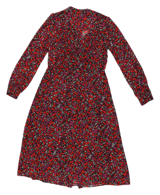 Michael Kors Women's Red Floral Dress XS Long Sleeve