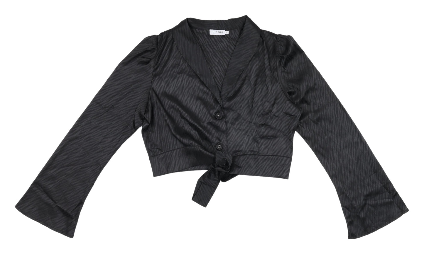 Womens UK Size L Eight Paris Black Cropped Blouse