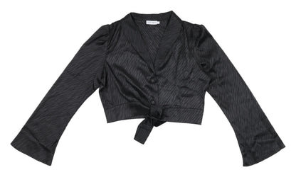 Womens UK Size L Eight Paris Black Cropped Blouse