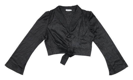 Womens UK Size L Eight Paris Black Cropped Blouse
