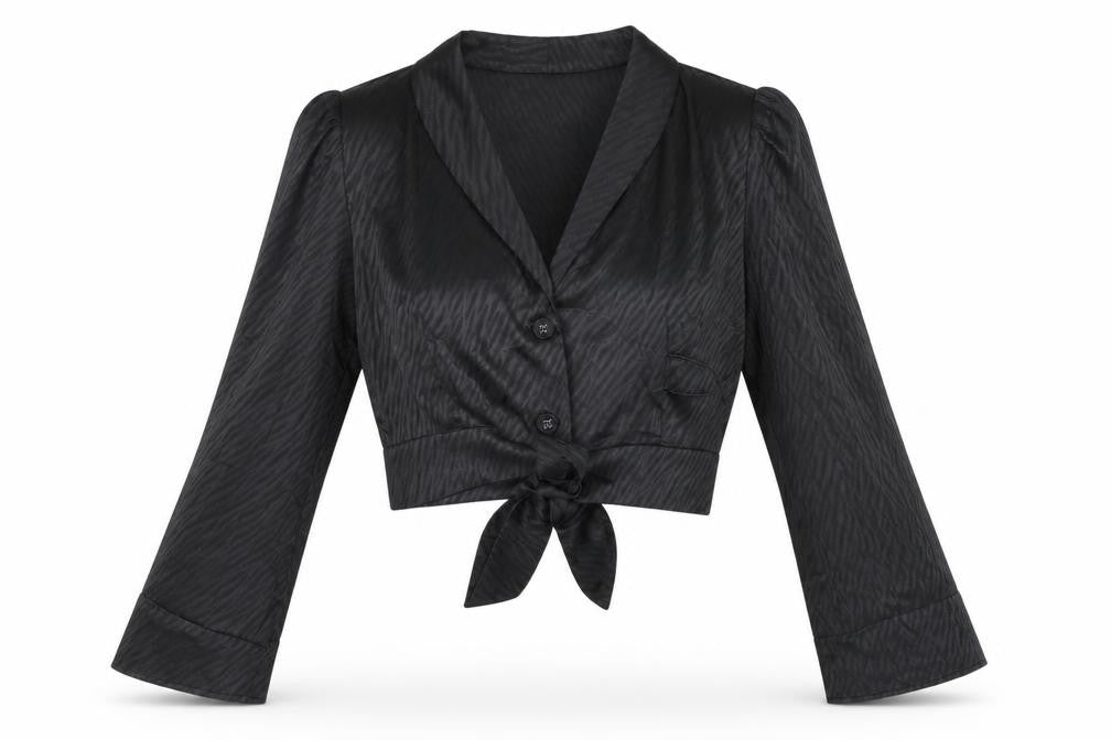 Womens UK Size L Eight Paris Black Cropped Blouse
