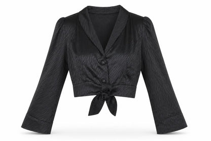 Womens UK Size L Eight Paris Black Cropped Blouse