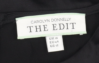 Carolyn Donnelly Black Women's Round Neck Top, Size 16