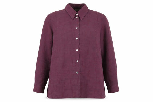 Front view of C&A Purple Button-Up Shirt Women's, size 12