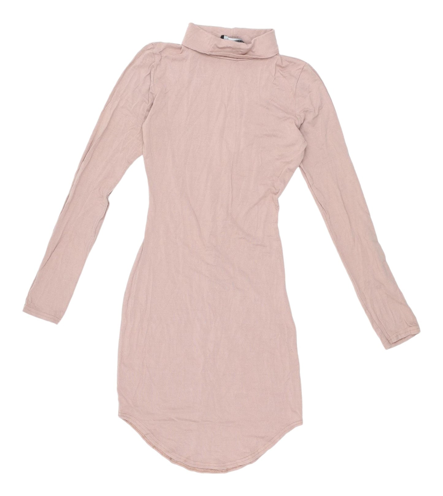Missguided Women's Pink Long Sleeve High Neck Dress