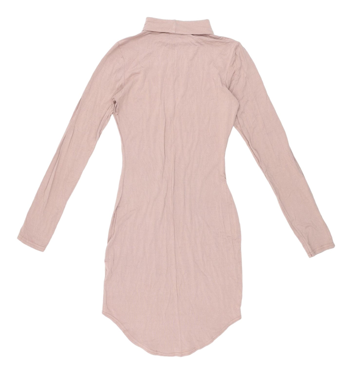 Missguided Women's Pink Long Sleeve High Neck Dress